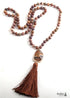 Boho Necklace, RH Rose Quart Amazonite, Oval Tassel Pink Natural Stone